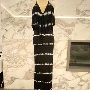YFB Flutter Black Stripe Tie Dye Halter Maxi Dress